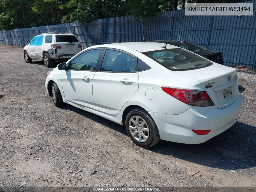 2014 Hyundai Accent Gls VIN: KMHCT4AE8EU663494 Lot: 40276474