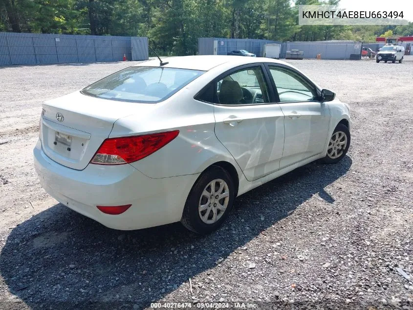 2014 Hyundai Accent Gls VIN: KMHCT4AE8EU663494 Lot: 40276474