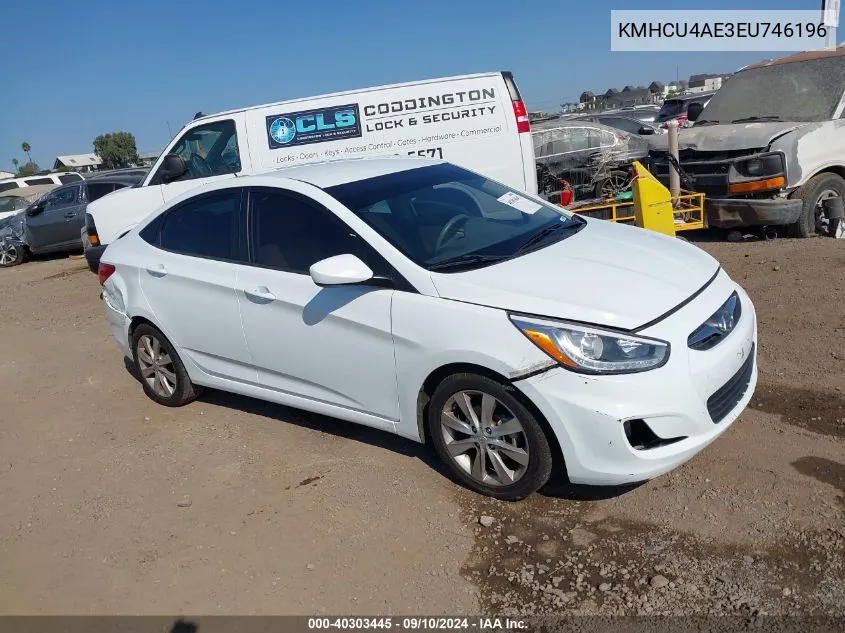 2014 Hyundai Accent Gls VIN: KMHCU4AE3EU746196 Lot: 40303445