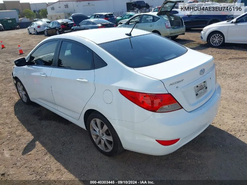 2014 Hyundai Accent Gls VIN: KMHCU4AE3EU746196 Lot: 40303445