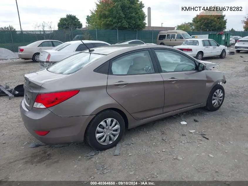 2014 Hyundai Accent Gls VIN: KMHCT4AE2EU678282 Lot: 40364658