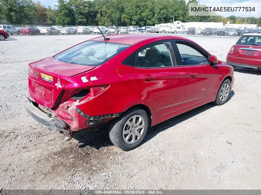 2014 Hyundai Accent Gls VIN: KMHCT4AE5EU777534 Lot: 40403854