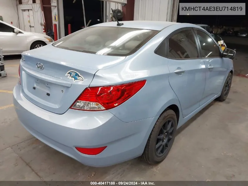 2014 Hyundai Accent Gls/Gs VIN: KMHCT4AE3EU714819 Lot: 40417188