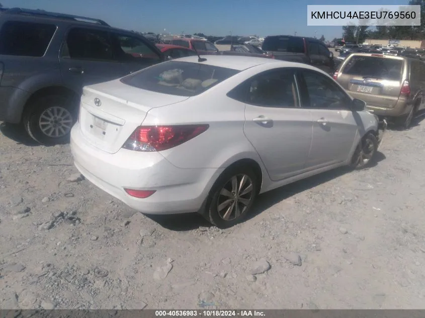 2014 Hyundai Accent Gls VIN: KMHCU4AE3EU769560 Lot: 40536983