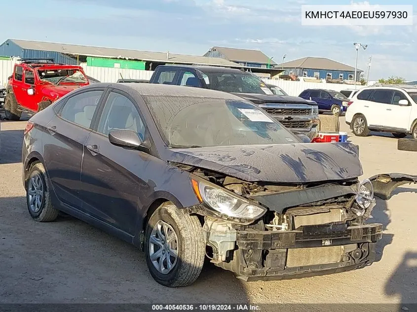 2014 Hyundai Accent Gls/Gs VIN: KMHCT4AE0EU597930 Lot: 40540536