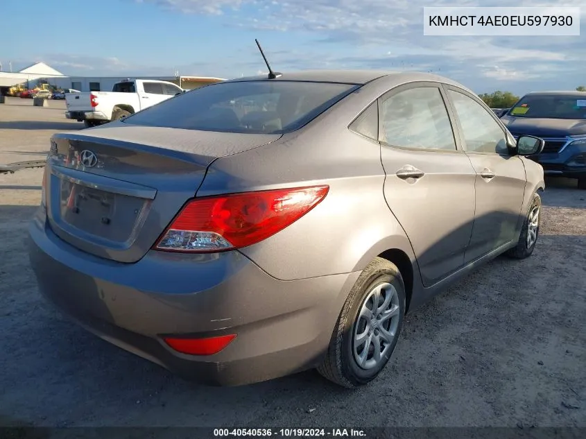 KMHCT4AE0EU597930 2014 Hyundai Accent Gls/Gs