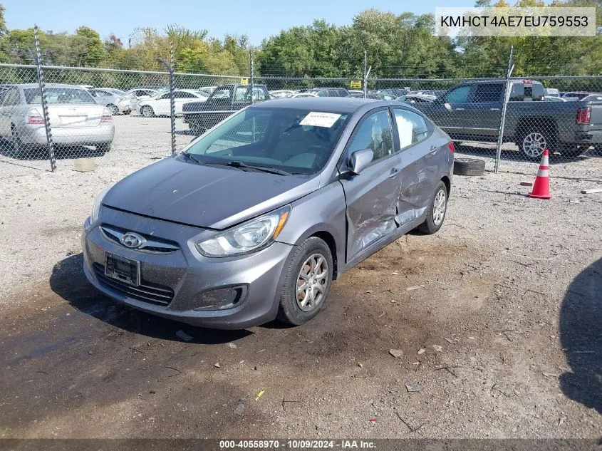 2014 Hyundai Accent Gls VIN: KMHCT4AE7EU759553 Lot: 40558970