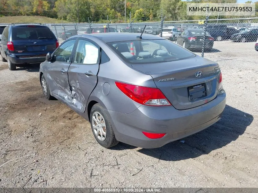 2014 Hyundai Accent Gls VIN: KMHCT4AE7EU759553 Lot: 40558970