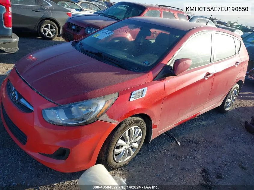 2014 Hyundai Accent Gls/Gs VIN: KMHCT5AE7EU190550 Lot: 40584527