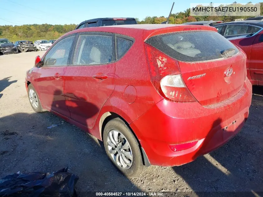 2014 Hyundai Accent Gls/Gs VIN: KMHCT5AE7EU190550 Lot: 40584527