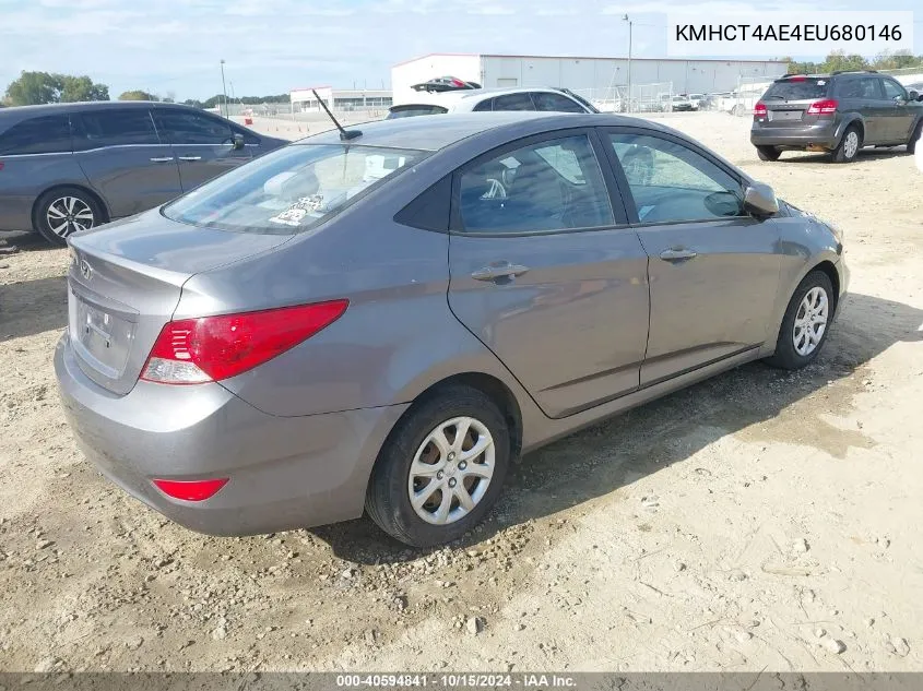 2014 Hyundai Accent Gls VIN: KMHCT4AE4EU680146 Lot: 40594841