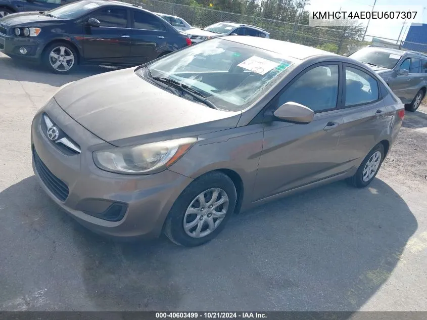 2014 Hyundai Accent Gls/Gs VIN: KMHCT4AE0EU607307 Lot: 40603499