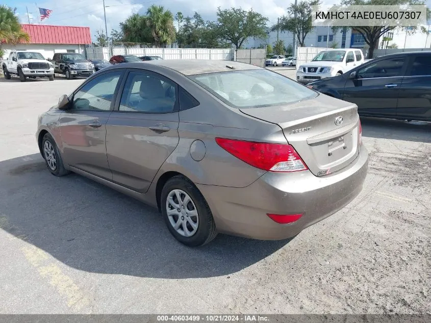 2014 Hyundai Accent Gls/Gs VIN: KMHCT4AE0EU607307 Lot: 40603499