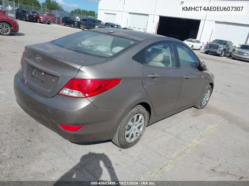 2014 Hyundai Accent Gls/Gs VIN: KMHCT4AE0EU607307 Lot: 40603499