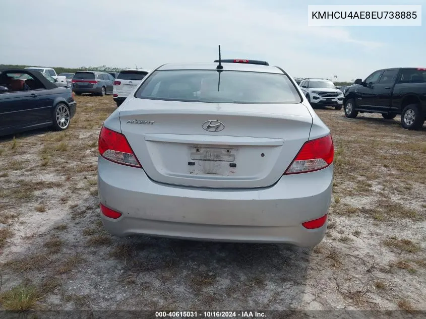 2014 Hyundai Accent Gls VIN: KMHCU4AE8EU738885 Lot: 40615031