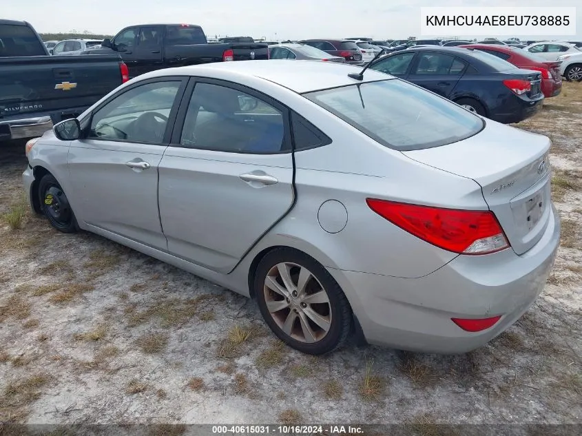 2014 Hyundai Accent Gls VIN: KMHCU4AE8EU738885 Lot: 40615031