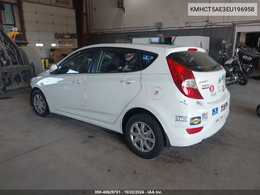 2014 Hyundai Accent Gs VIN: KMHCT5AE3EU196958 Lot: 40629781