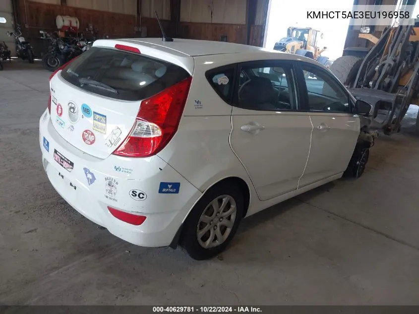 2014 Hyundai Accent Gs VIN: KMHCT5AE3EU196958 Lot: 40629781