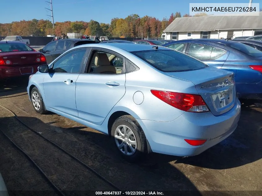 2014 Hyundai Accent Gls VIN: KMHCT4AE6EU726284 Lot: 40647837