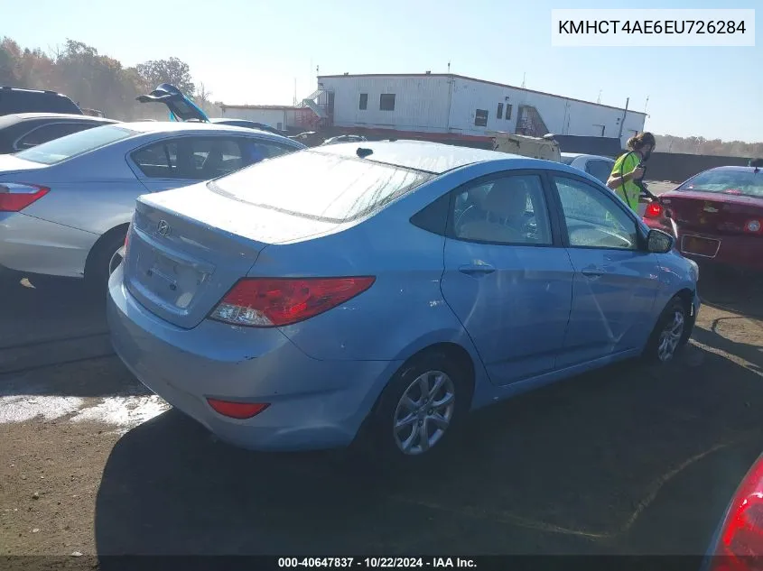 2014 Hyundai Accent Gls VIN: KMHCT4AE6EU726284 Lot: 40647837