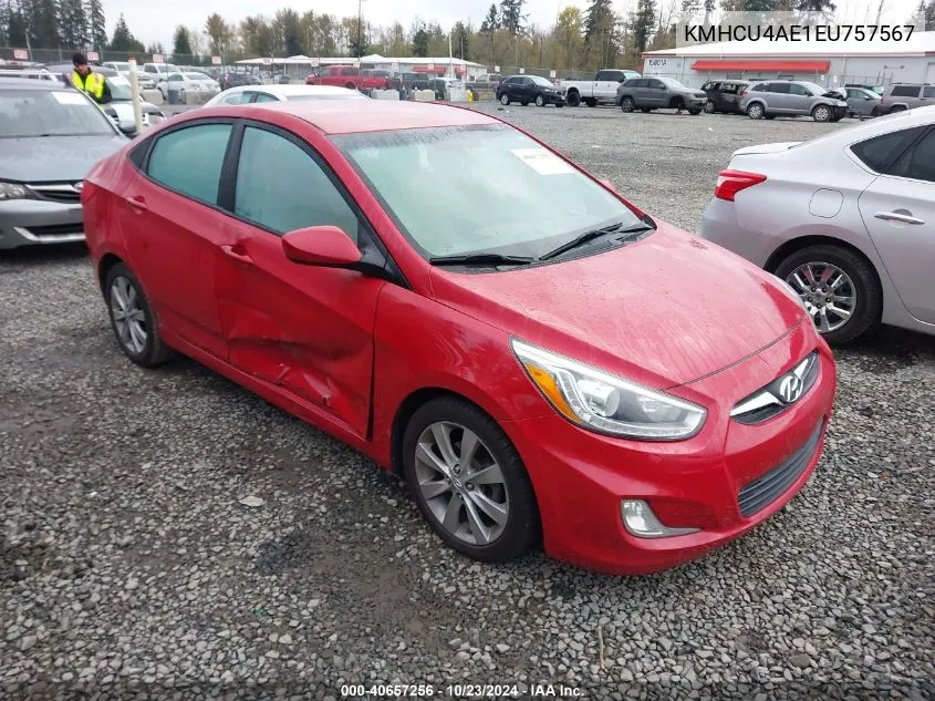 KMHCU4AE1EU757567 2014 Hyundai Accent Gls