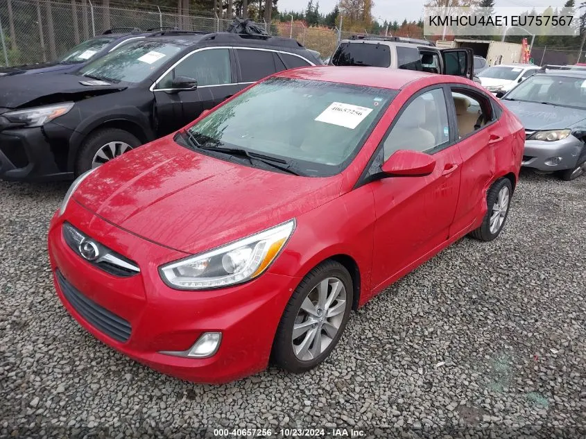 KMHCU4AE1EU757567 2014 Hyundai Accent Gls