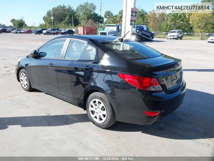 2014 Hyundai Accent Gls VIN: KMHCT4AE2EU716514 Lot: 40721396