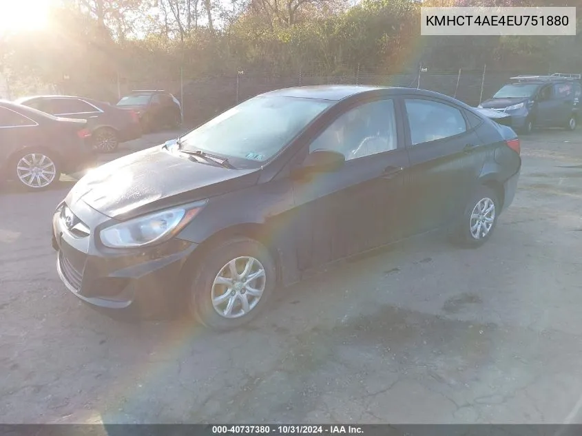 2014 Hyundai Accent Gls VIN: KMHCT4AE4EU751880 Lot: 40737380