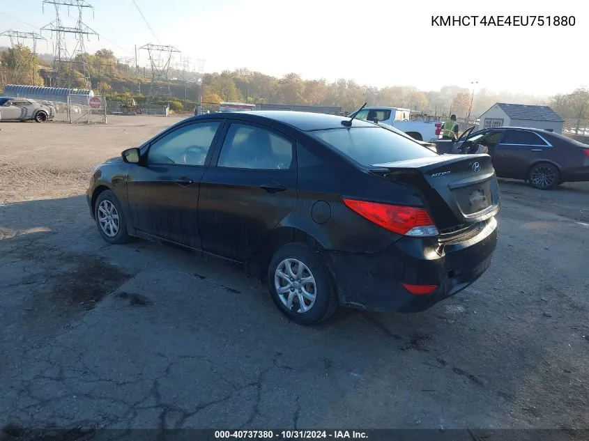 2014 Hyundai Accent Gls VIN: KMHCT4AE4EU751880 Lot: 40737380