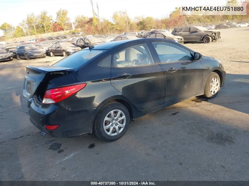 2014 Hyundai Accent Gls VIN: KMHCT4AE4EU751880 Lot: 40737380