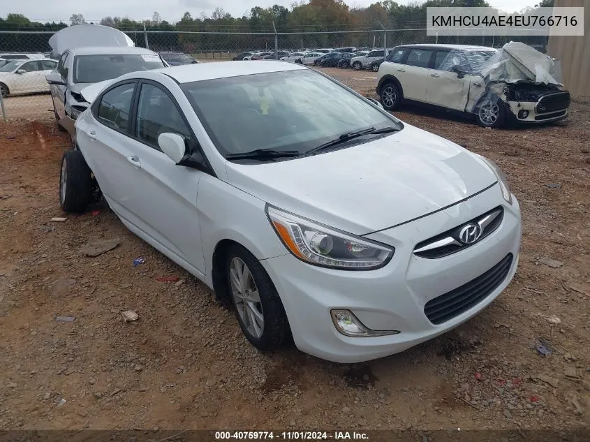 2014 Hyundai Accent Gls VIN: KMHCU4AE4EU766716 Lot: 40759774