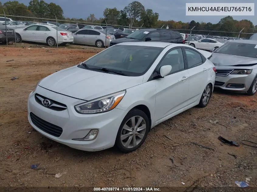 2014 Hyundai Accent Gls VIN: KMHCU4AE4EU766716 Lot: 40759774