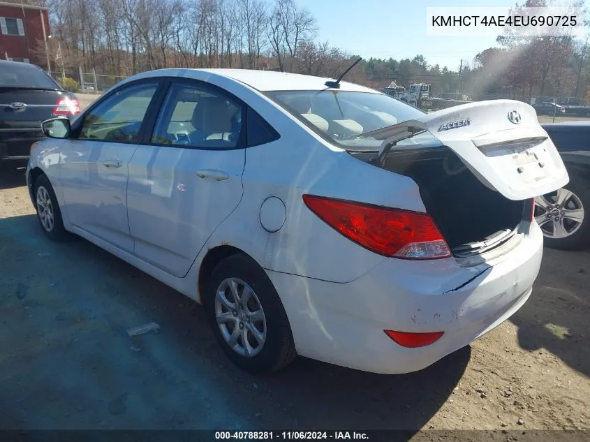 2014 Hyundai Accent Gls VIN: KMHCT4AE4EU690725 Lot: 40788281