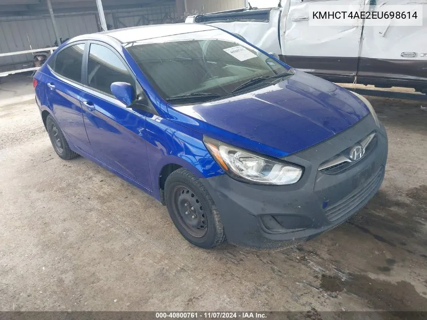 2014 Hyundai Accent Gls VIN: KMHCT4AE2EU698614 Lot: 40800761