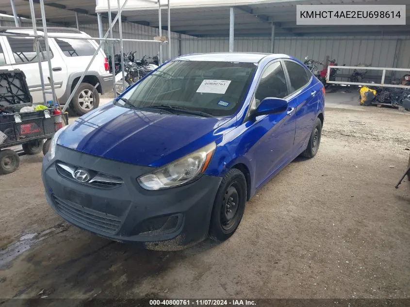 2014 Hyundai Accent Gls VIN: KMHCT4AE2EU698614 Lot: 40800761