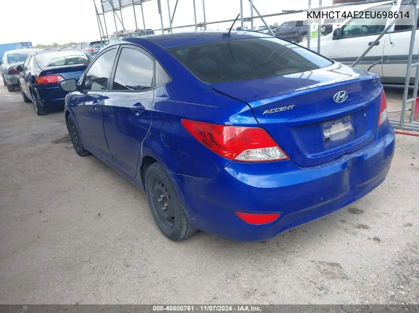 2014 Hyundai Accent Gls VIN: KMHCT4AE2EU698614 Lot: 40800761