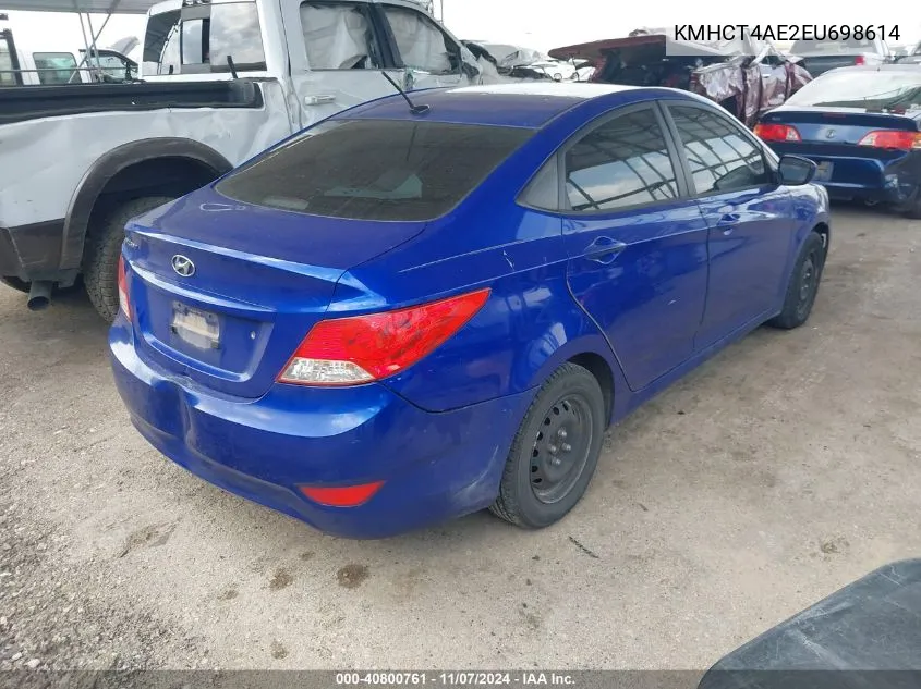 2014 Hyundai Accent Gls VIN: KMHCT4AE2EU698614 Lot: 40800761