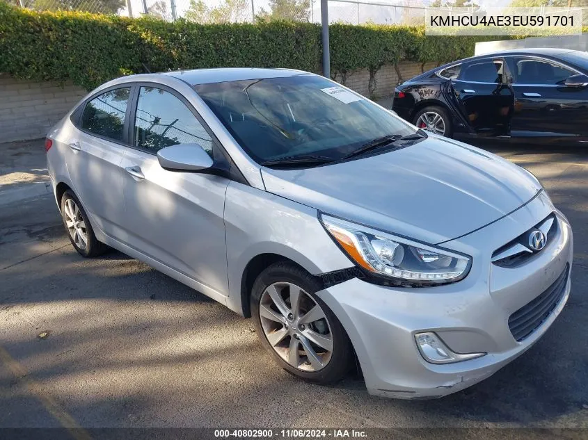 2014 Hyundai Accent Gls VIN: KMHCU4AE3EU591701 Lot: 40802900