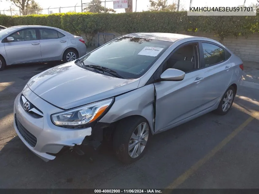 2014 Hyundai Accent Gls VIN: KMHCU4AE3EU591701 Lot: 40802900