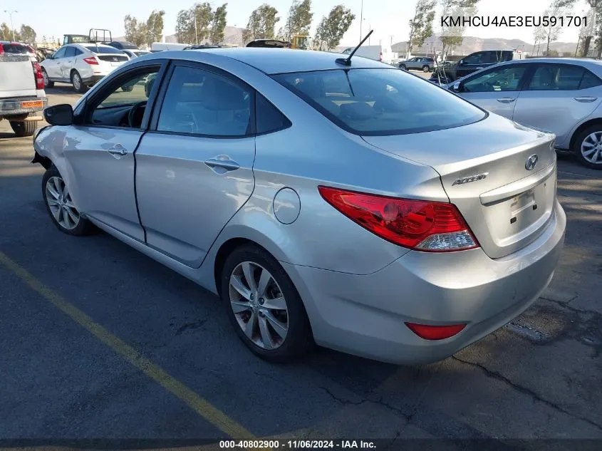 2014 Hyundai Accent Gls VIN: KMHCU4AE3EU591701 Lot: 40802900