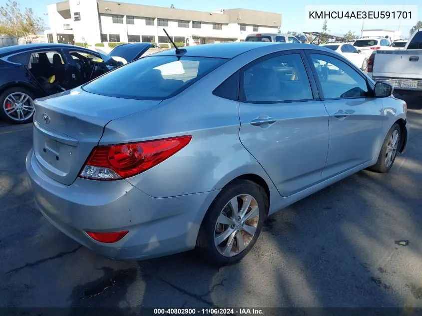 2014 Hyundai Accent Gls VIN: KMHCU4AE3EU591701 Lot: 40802900