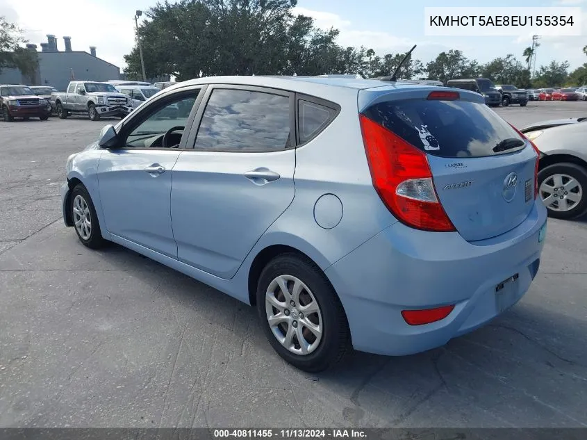 2014 Hyundai Accent Gs VIN: KMHCT5AE8EU155354 Lot: 40811455