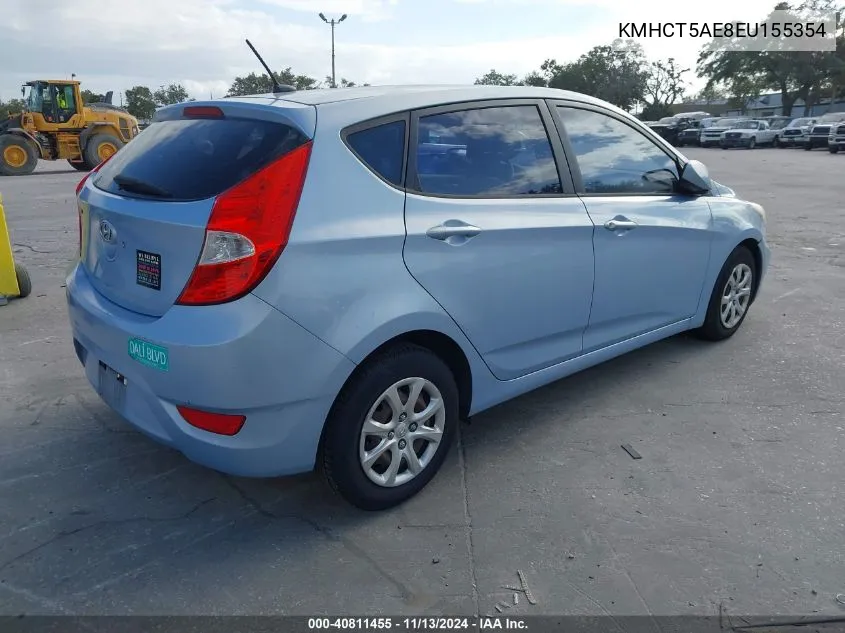 2014 Hyundai Accent Gs VIN: KMHCT5AE8EU155354 Lot: 40811455