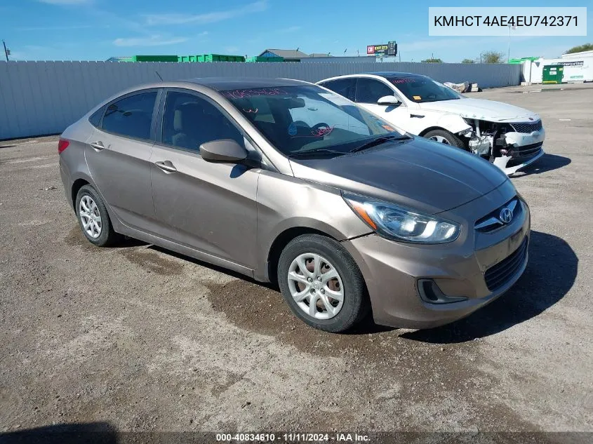 2014 Hyundai Accent Gls VIN: KMHCT4AE4EU742371 Lot: 40834610