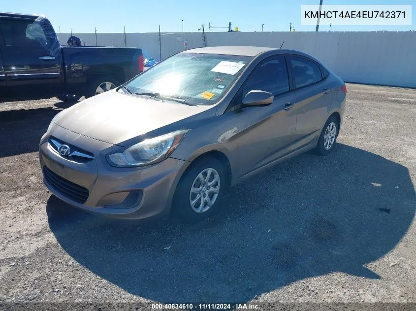 2014 Hyundai Accent Gls VIN: KMHCT4AE4EU742371 Lot: 40834610