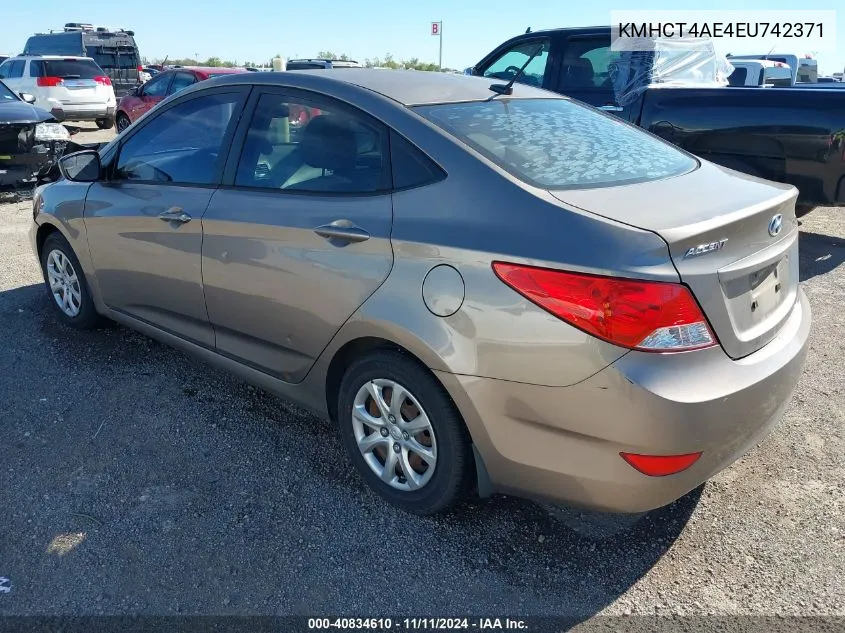 2014 Hyundai Accent Gls VIN: KMHCT4AE4EU742371 Lot: 40834610