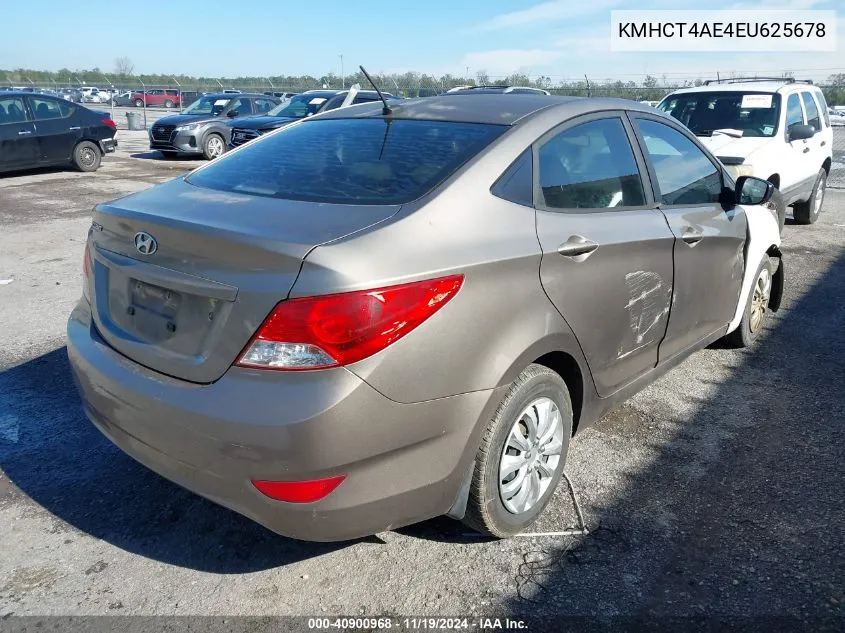 2014 Hyundai Accent Gls VIN: KMHCT4AE4EU625678 Lot: 40900968