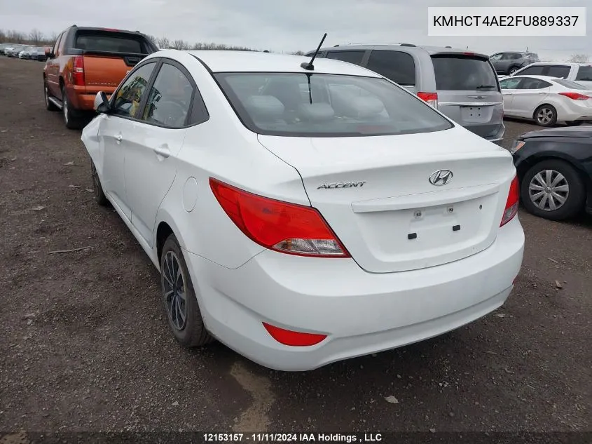 2015 Hyundai Accent Se VIN: KMHCT4AE2FU889337 Lot: 12153157