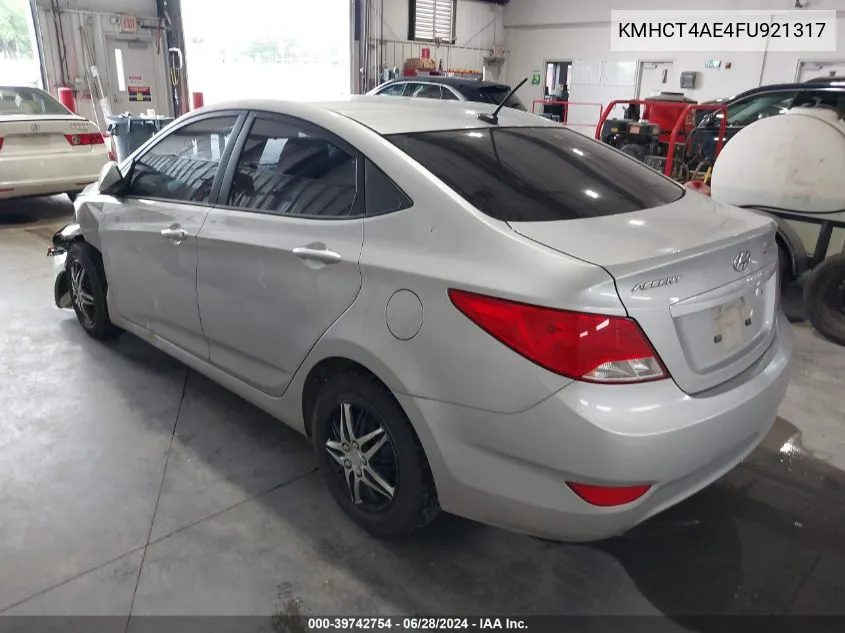 2015 Hyundai Accent Gls VIN: KMHCT4AE4FU921317 Lot: 39742754