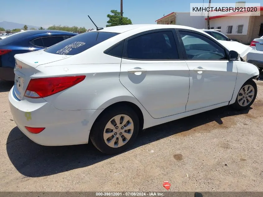 2015 Hyundai Accent Gls VIN: KMHCT4AE3FU921020 Lot: 39812001